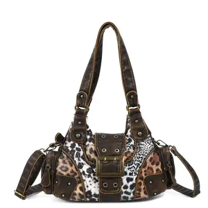 Lvanka's Women's Stylish Leopard Crossbody Bag - Handcrafted Textured Vegan Leather Multi-Pocket Zipper Tote For Travel & Work Organize, Casual Trendy house Purse, Trendy Versatile Curve Bag for Purchase, women 's Summer Accessory,summervibe