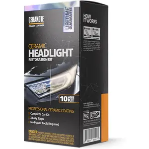 CERAKOTE® Ceramic Headlight Restoration Kit – Guaranteed To Last As Long As You Own Your Vehicle – Brings Headlights Back to Like New Condition - No Power Tools Required - 10 Wipe Kit
