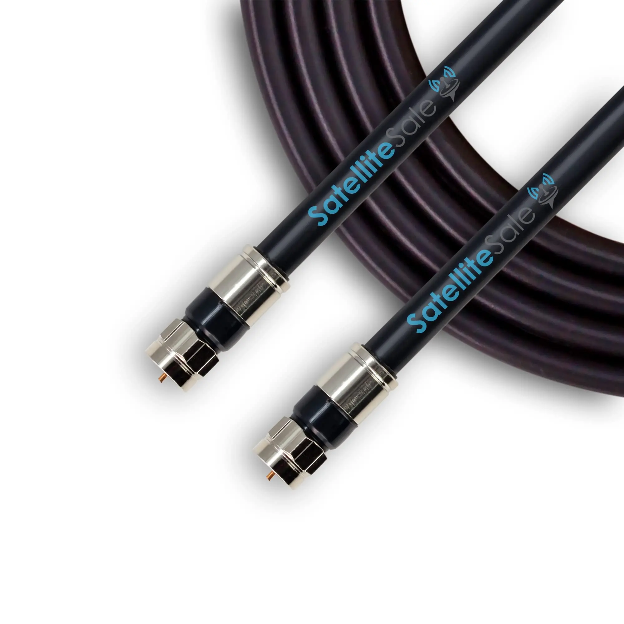 SatelliteSale Digital 75Ohm RG-6/U Coaxial Cable with F-Type Connector Indoor/Outdoor Universal Wire Black Cord 3 feet