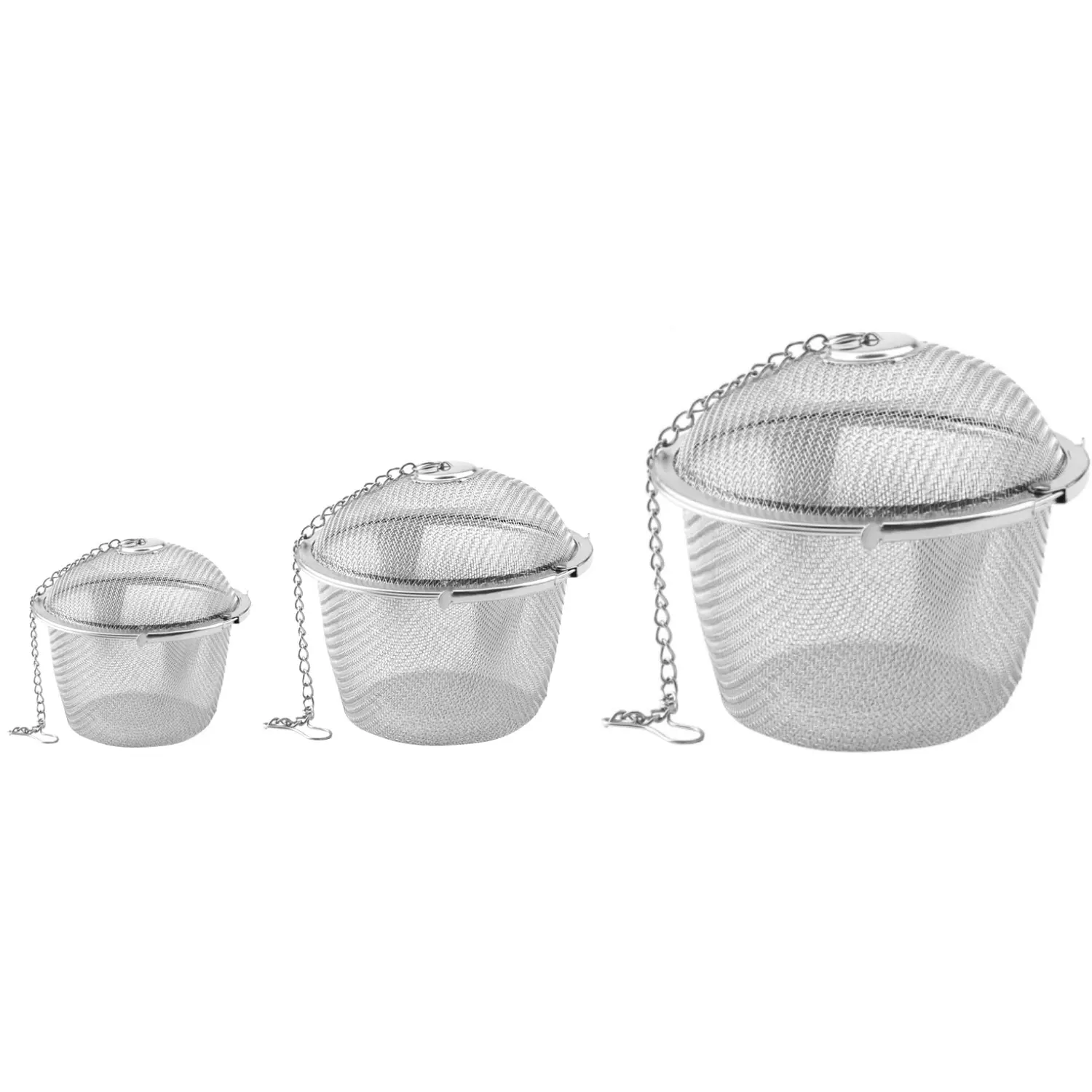 3PCS Tea Infuser for Loose Tea, 3 Sizes Fine Mesh Tea Strainer with Chain, Stainless Steel Tea Ball Infusers for Loose Tea Spices Herbs