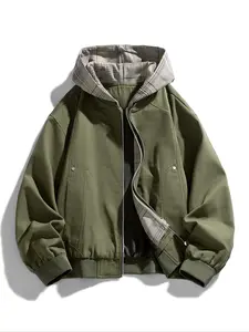 Retro Faux Layered Hooded Jacket with Checkered Plaid Lining, Casual Loose Fit for Spring & Fall, Trendy Fashion Outerwear for Women