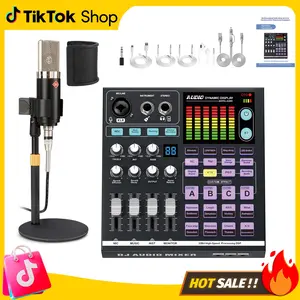 SN800 Live Sound Card with 4000mAh Battery, Alloy Body, XLR Interface, 48V Phantom Power, BT 5.0, Denoising, Sing Along Modes, 3.5mm Jacks, Type-C Ports, 6 FX Keys, Lip Sync & Karaoke Modes