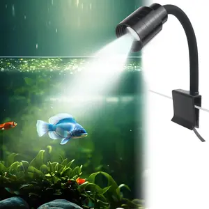 Mini Clip On Aquarium Light Small Dimmable Fish Tank Light USB Spotlight with 3 Light Modes 10-Level Brightness for 1 to 3 Gallon Tanks (Adapter NOT Included)