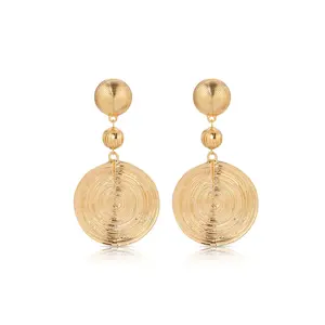 Ettika Swirl Pendant Dangle Earrings with Circular Design and Simple Beads