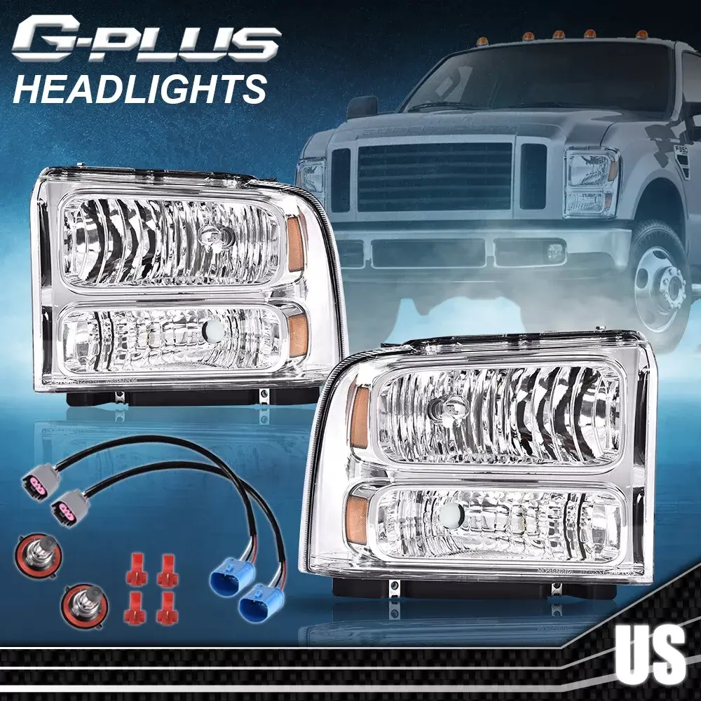 G-PLUS Modernized LED Headlight Kit - Car Lighting Pair Set with H13 LED Headlight Bulbs, New Conversion Assembly for 1999-2004 Ford F250/F350 & Super Duty Excursion, H13 Bulb