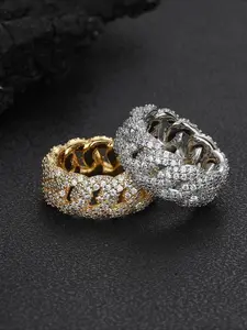 Light luxury high-end hip-hop jewelry 10mm bubble Cuban ring trendy brand fashion personality full of imitation zircon women's men's ring Cubic Zirconia Rings