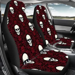 Skull Pattern Car Seat Cover, Durable Polyester Car Seat Protector, Universal Car Interior Accessories for Front & Rear Seats