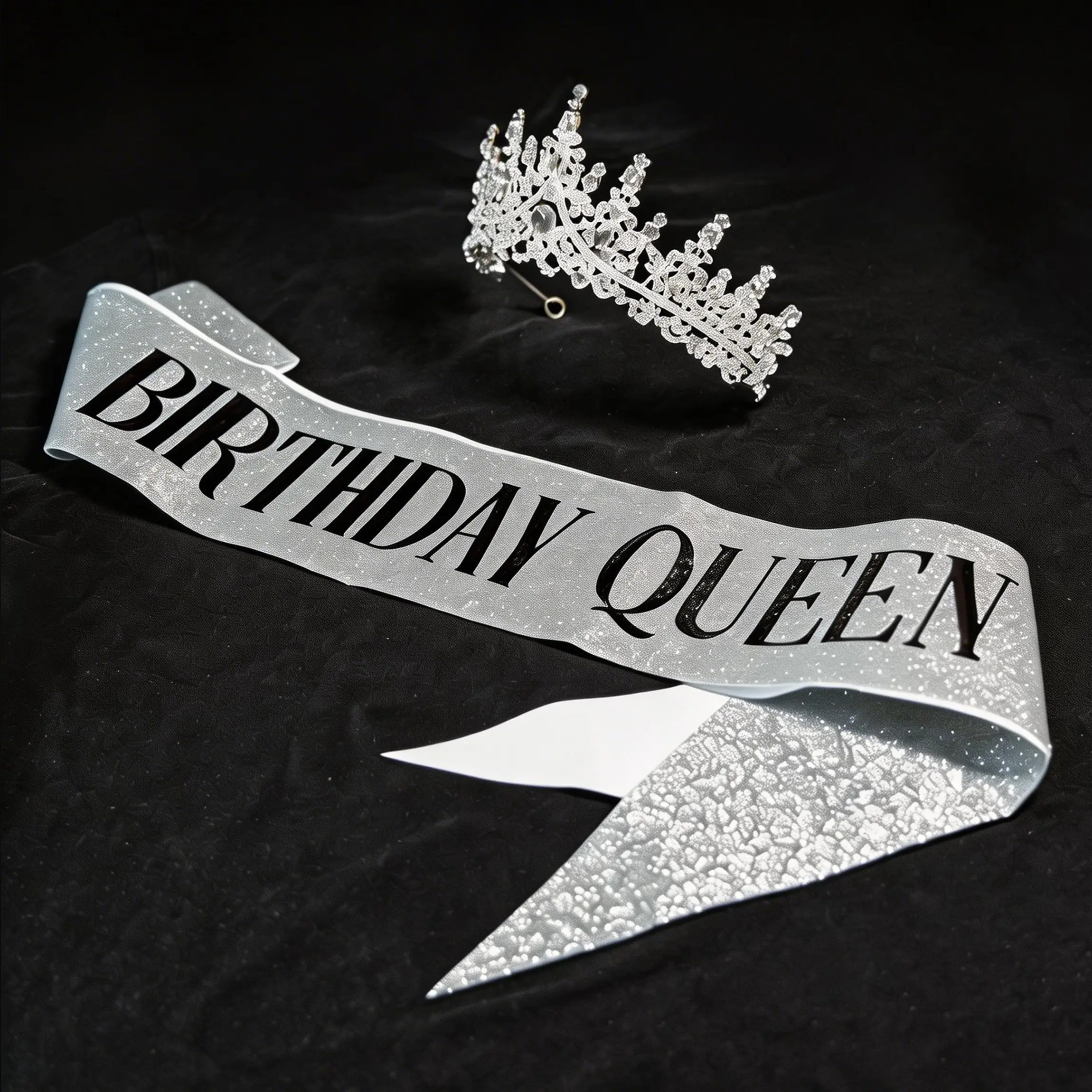 【For U Gifts】2026 NEW 2pcs Glitter Birthday Letter Shoulder Straps & Rhinestone Tiara Set Women's Birthday Queen Tiara and Sash Set - Elegant Crown Design Crystal Hair Headpiece, Fashion Accessory for 15th, 18th, 21st Birthday Parties