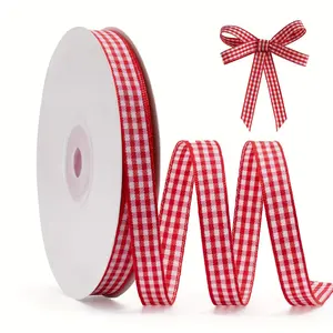 5-inch Grid Ribbon - High-quality decorative ribbon for gift wrapping, bow hair accessories, crafts, DIY projects, and party decorations, suitable for crafts, craft supplies, rustic style, and vibrant colors