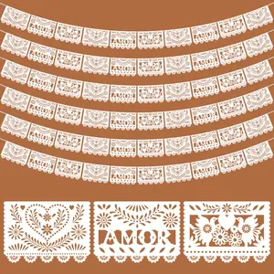6 Pack Mexican Papel Picado Banner Cielito Lindo & AMOR Design Fiesta Decorations for Wedding Bridal Shower Engagement Party Baptism First Communion Birthday Cinco de Mayo Decor