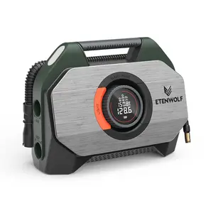 ETENWOLF Heavy Duty Tire Inflator for Heavy-duty Vehicle, Portable Air Compressor for Car Tires with 160PSI & 38400 mAh Battery, Cordless Air Pump with 100% Duty Cycle & Dual Cylinder