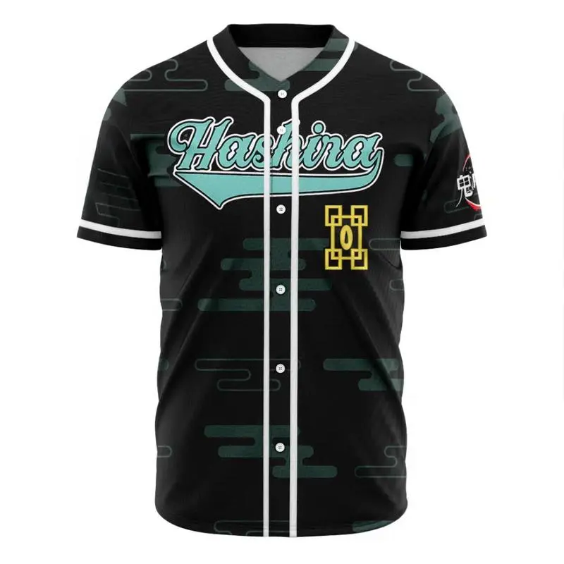 AniBase Club Hashira Muichiro Tokito Demon Slayer Baseball Jersey Kimetsu No Yaiba Cosplay Unisex Anime Shirt Premium All-Over Print 100% Polyester Warp Knitted Fabric