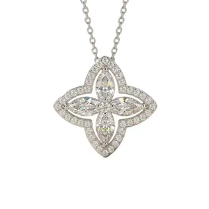 HBXL1003 Rondell Pendant Necklace for Women, Three Interlocking Circles Dainty Jewelry with Pave Cubic Zirconia, Minimalist Triple Ring Necklace, Elegant Birthday Anniversary Gift for Her