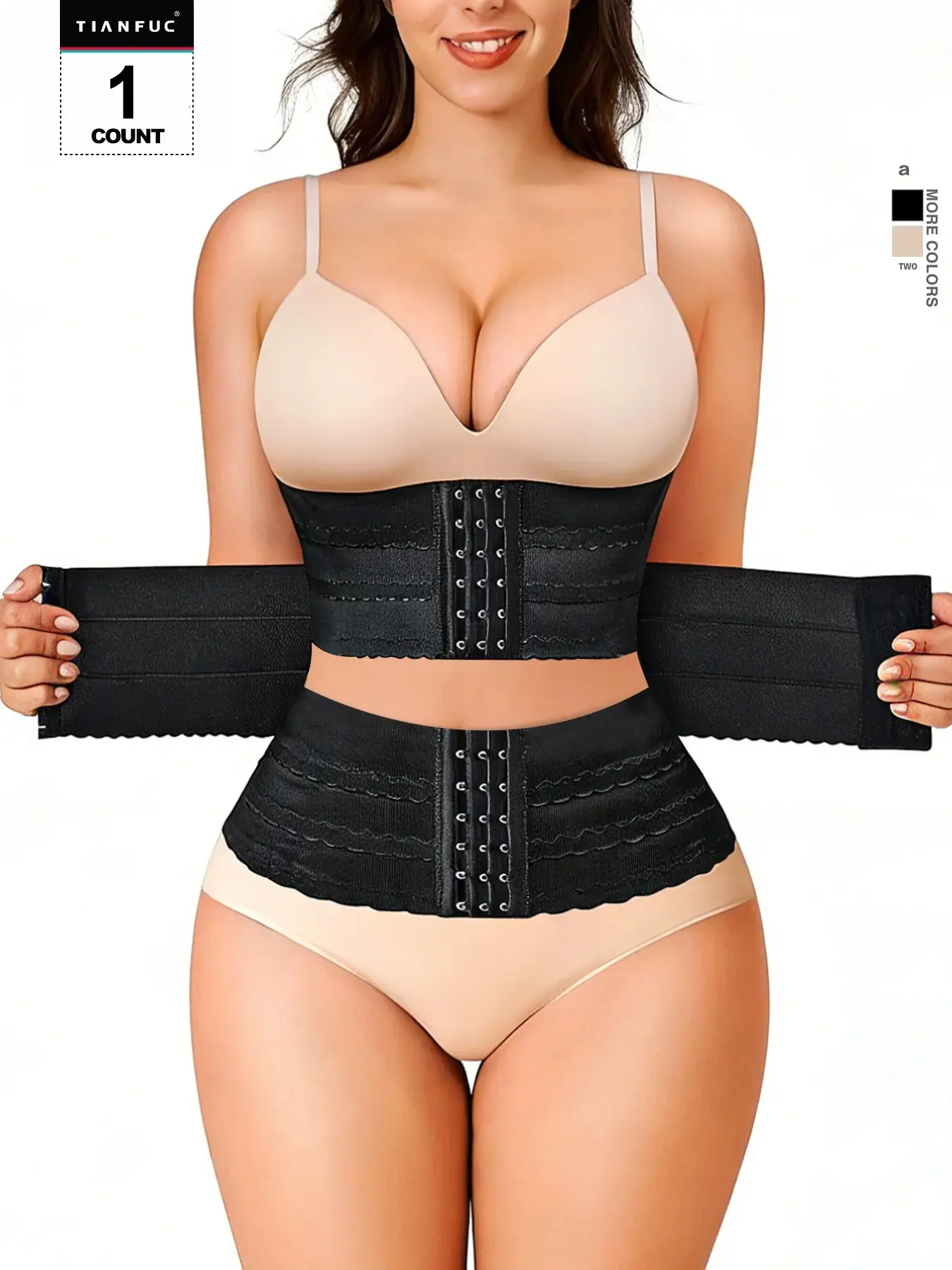 Women's Basic Solid 3-Sectional Adjustable Hook & Eye Closure Waist Trainer, High Stretch Tummy Control Shaping Belt for Daily Wear, Women's Shapewear, Underwear