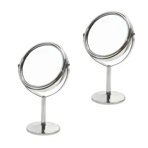 Makeup Mirror Kit, Dual-Sided Magnifying Mirror, 5X 1X Swivel Mirror, Adjustable Vanity Mirror, Desktop Stand Mirror, for Precise Makeup, Skincare, Travel, Gift Use