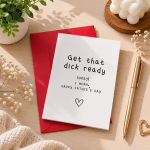 Funny Father's Day Card for Husband, Get That D Ready Sorry I Mean Happy Father's Day Card, Adult Humor Father's Day Gift, Naughty Funny Dad Card from Wife, Hilarious Father's Day Greeting Card