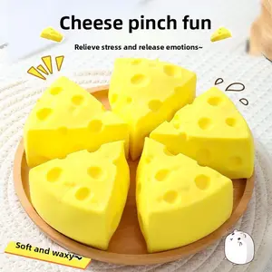 Kawaii Cheese Squishy Toy | Teens Adults Desk Stress Relief Use | Soft Squeeze Fidget Toy for Home Office Travel | Portable Sensory Toy Cute Design