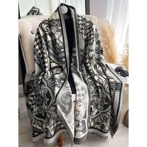 Bohemian-Style Double-Sided Thick Scarf with Paisley Print, Faux Fur Shawl for Autumn and Winter, Fashionable Accessory for Everyday Wear — Boho-Style Scarf