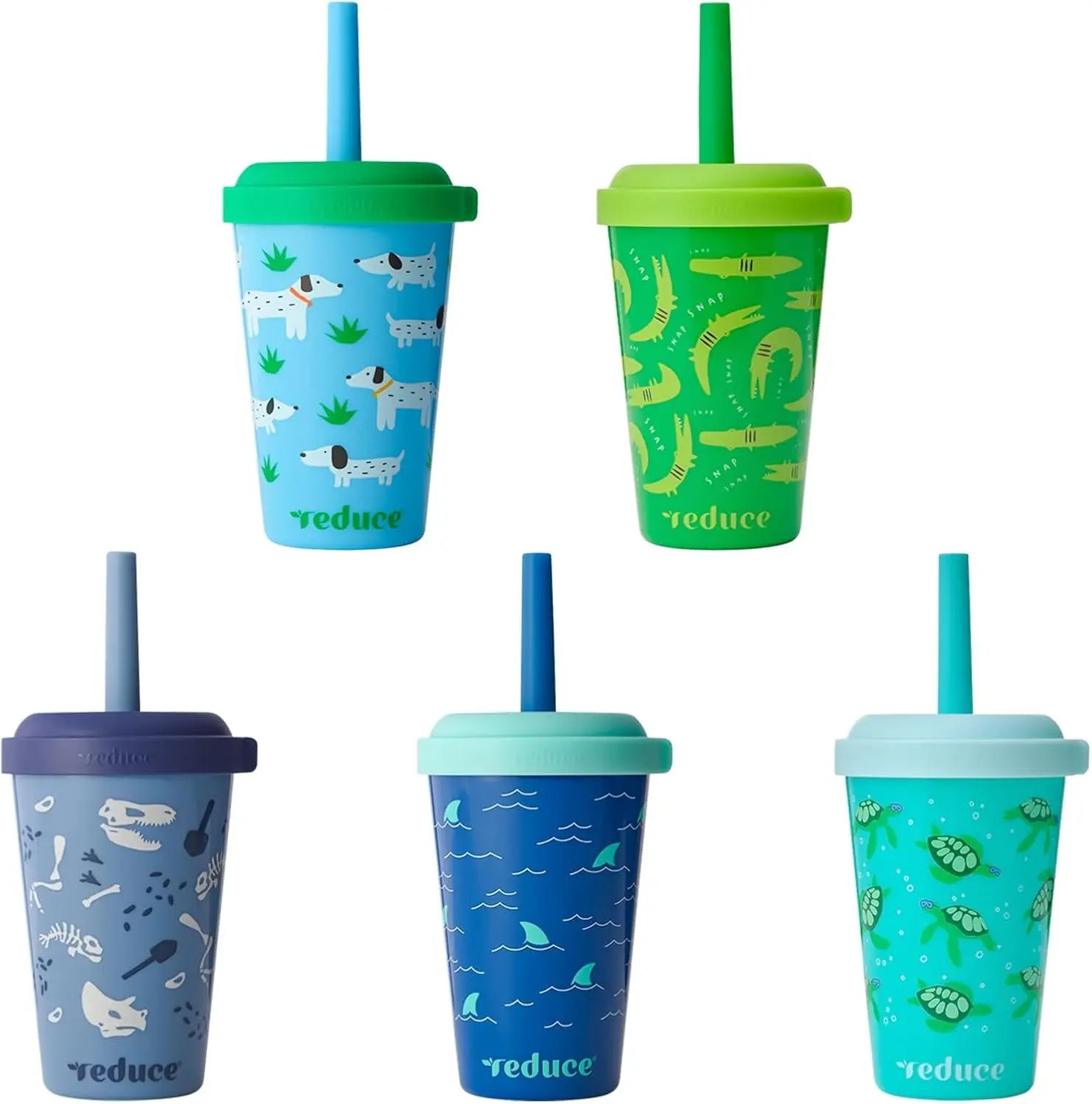 Reduce Gogos 12oz Kids Tumbler Party Packs - Scavenger-Friendly, Spill-Proof, Stackable, Washable Reusable Toddler Drink Cups with Straws