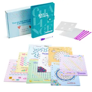 100 Envelopes Money Saving Binder A5+Blue