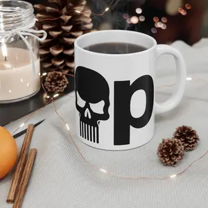 Skull Teeth Illustration Mug | 11oz Ceramic Coffee Cup