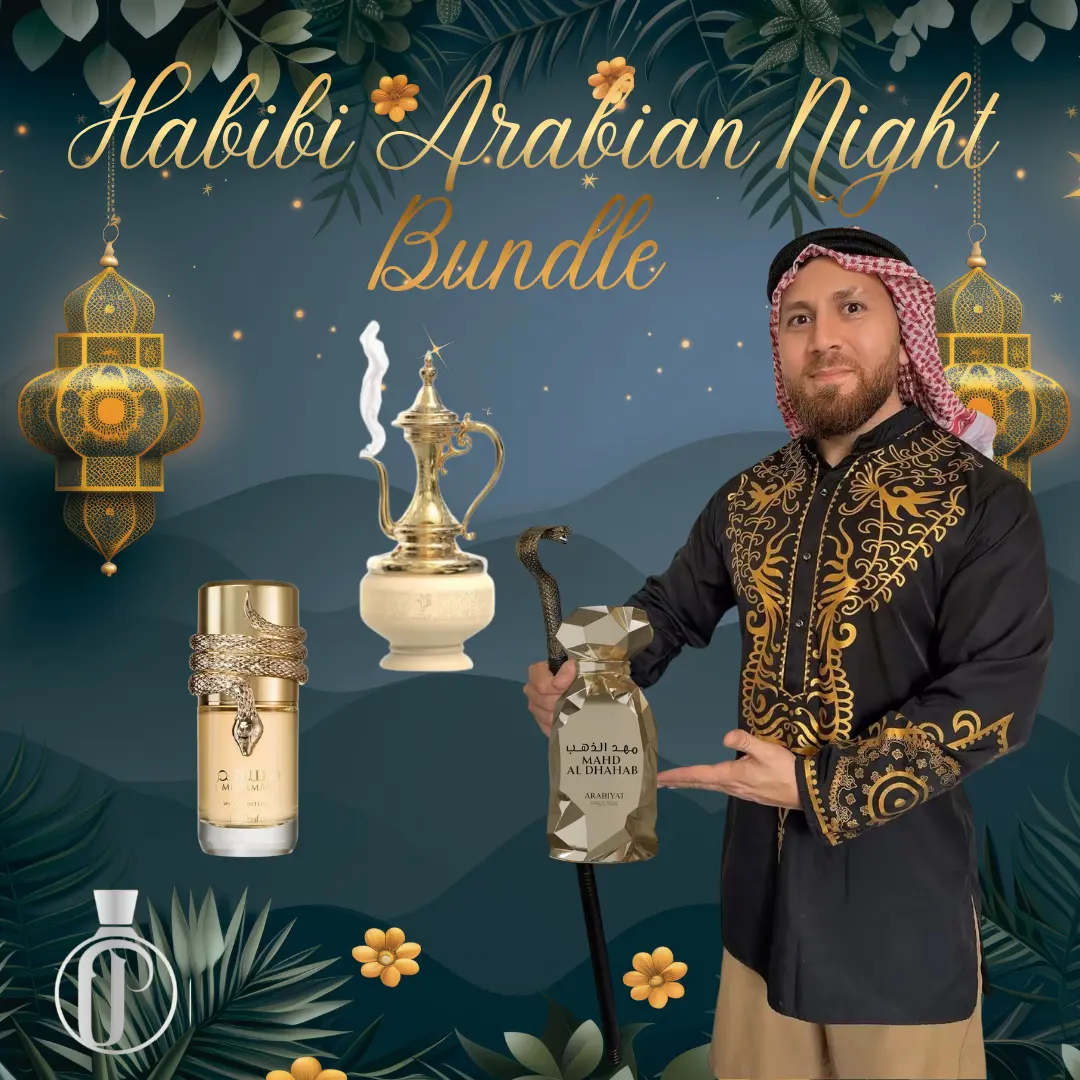 Habibi's Arabian Night Multi-Pack Bundle - Dallah Arabica, Musamam, Mahd Al Dhahab Unisex Eau De Parfum (100 ML) with Pink Pepper-Raspberry & Woody Notes