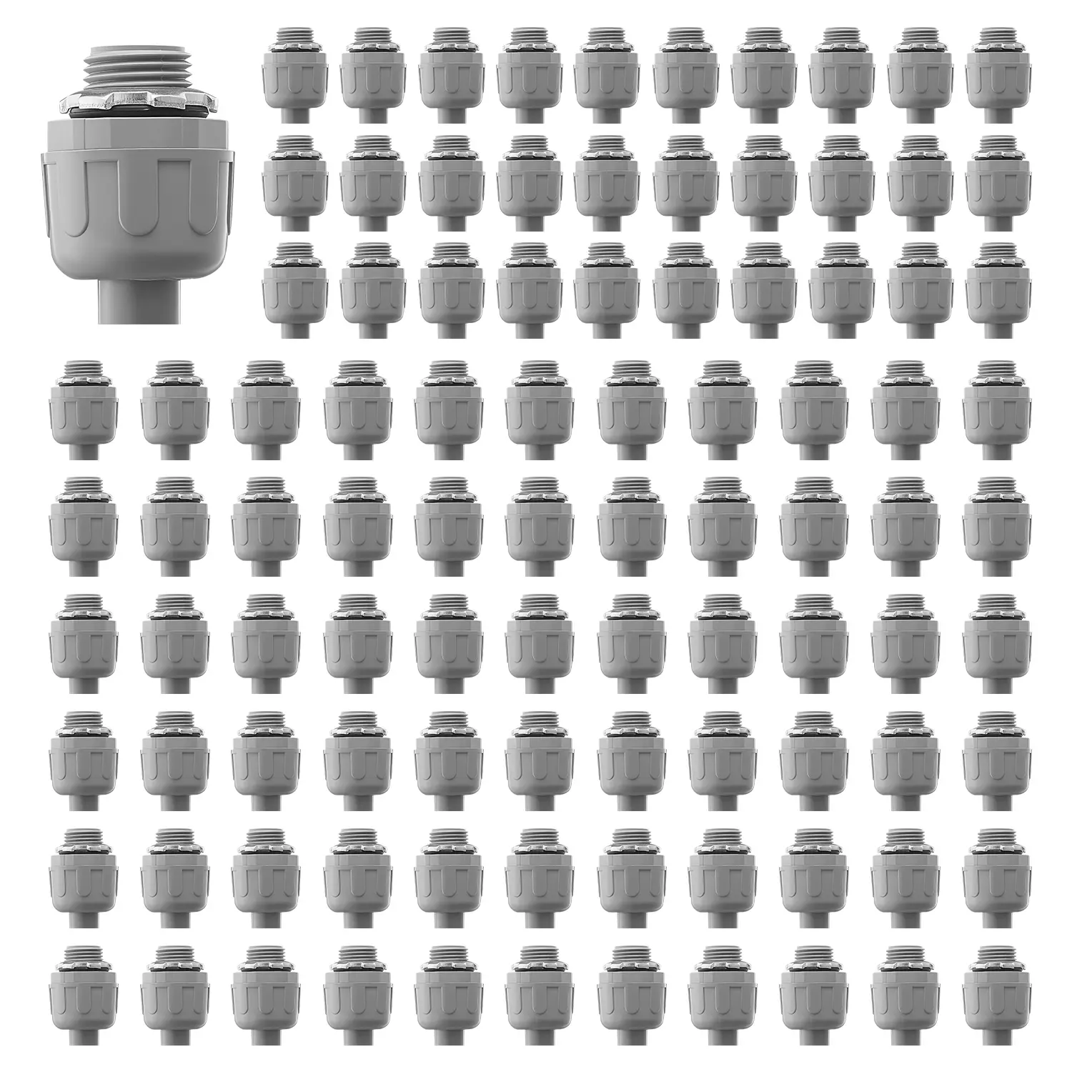【DealsForYouDays】VEVOR 1/2 inch Liquid Tight Connector, 100 Packs, Non-Metallic Electrical Conduit Fitting, Flame-Retardant PA6 Nylon Flexible Conduit Connector, for Home Kitchen Bathroom Tube Tool Supplies, Gray