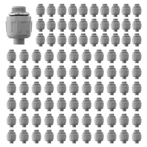 VEVOR 1/2 inch Liquid Tight Connector,  100 Packs, Non-Metallic Electrical Conduit Fitting, Flame-Retardant PA6 Nylon Flexible Conduit Connector, for Home Kitchen Bathroom Tube Tool Supplies, Gray