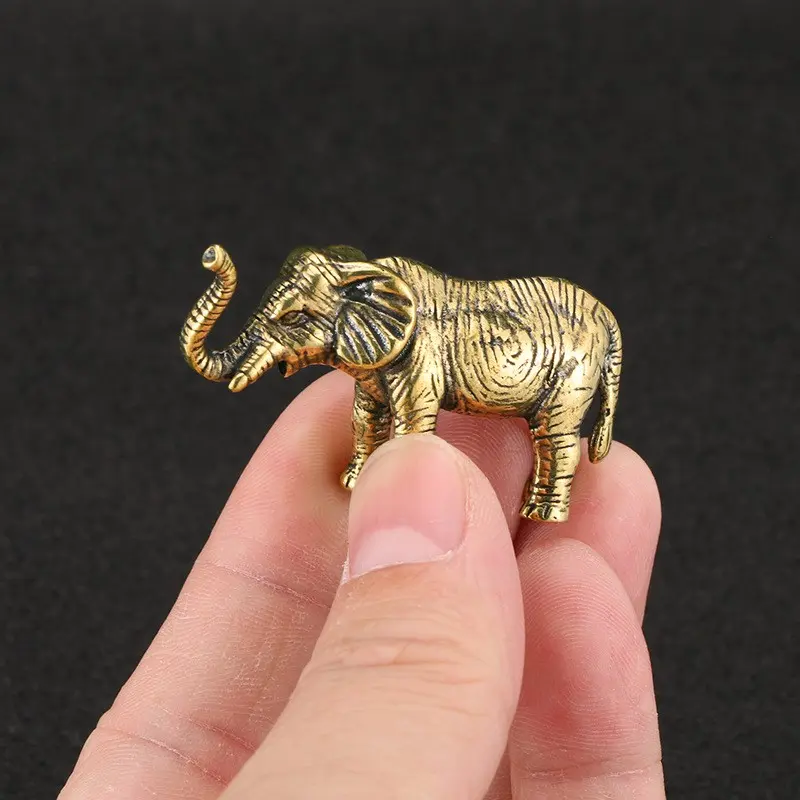 Thai Elephant Brass Figurine Statue Antique Patina Tea Pet Ornament, Collectible Figurines, Cute Vintage Collectible Decorative Item, Fun and Adorable Accent Piece, Home Decor Accessory