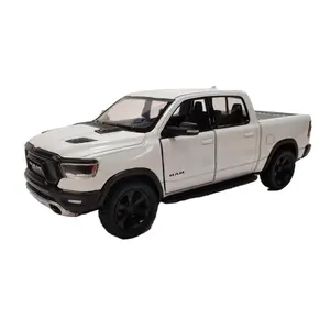 KINSMART 2019 Dodge Ram 1500 Die-Cast Metal Scale Model - Pull Back Action & Openable Doors, 1:46 Scale, White