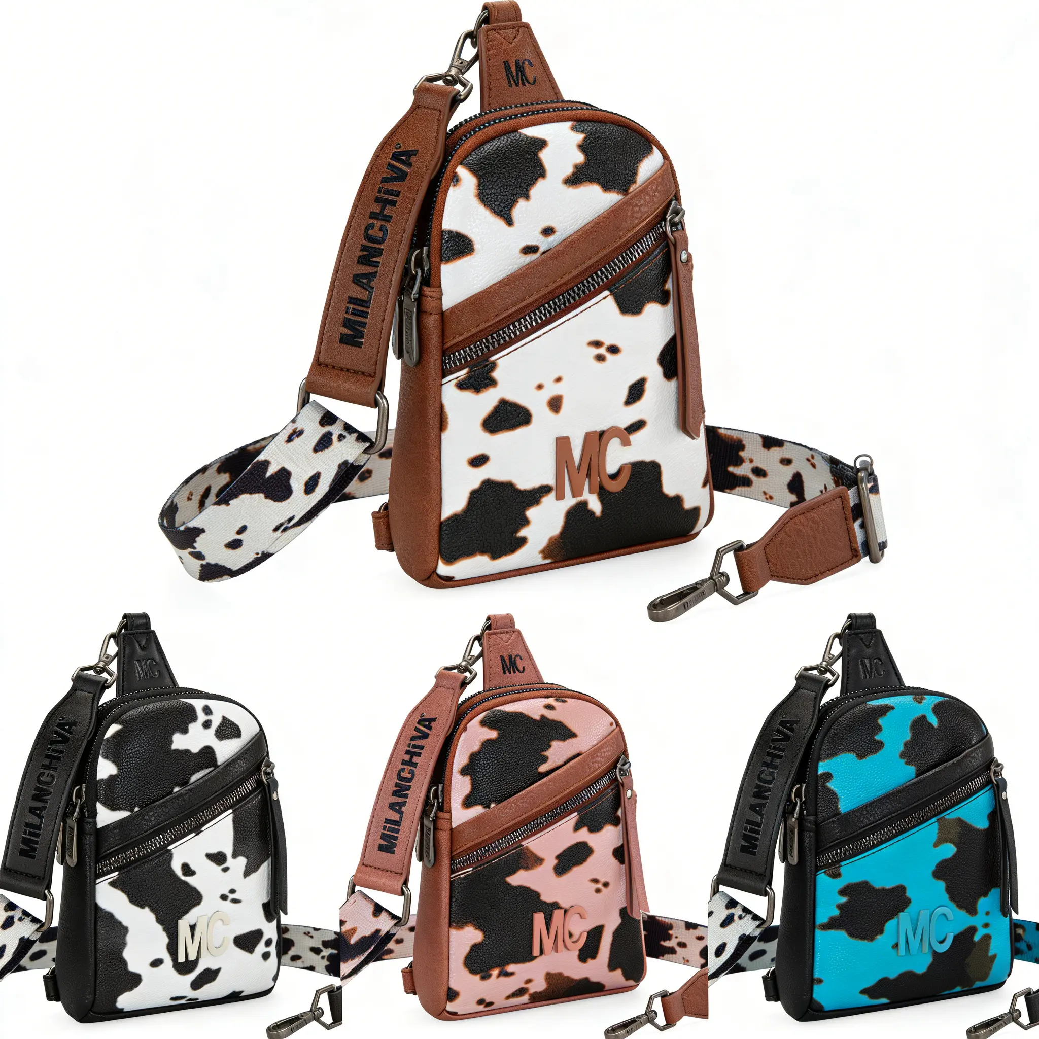 Milan Chiva Sling Bag, Basic Vegan Leather Crossbody Bags for Women with Humor Touch, Minimalist Plain Handbag for Daily Use, Fashion Shoulder Bag, Casual Bags