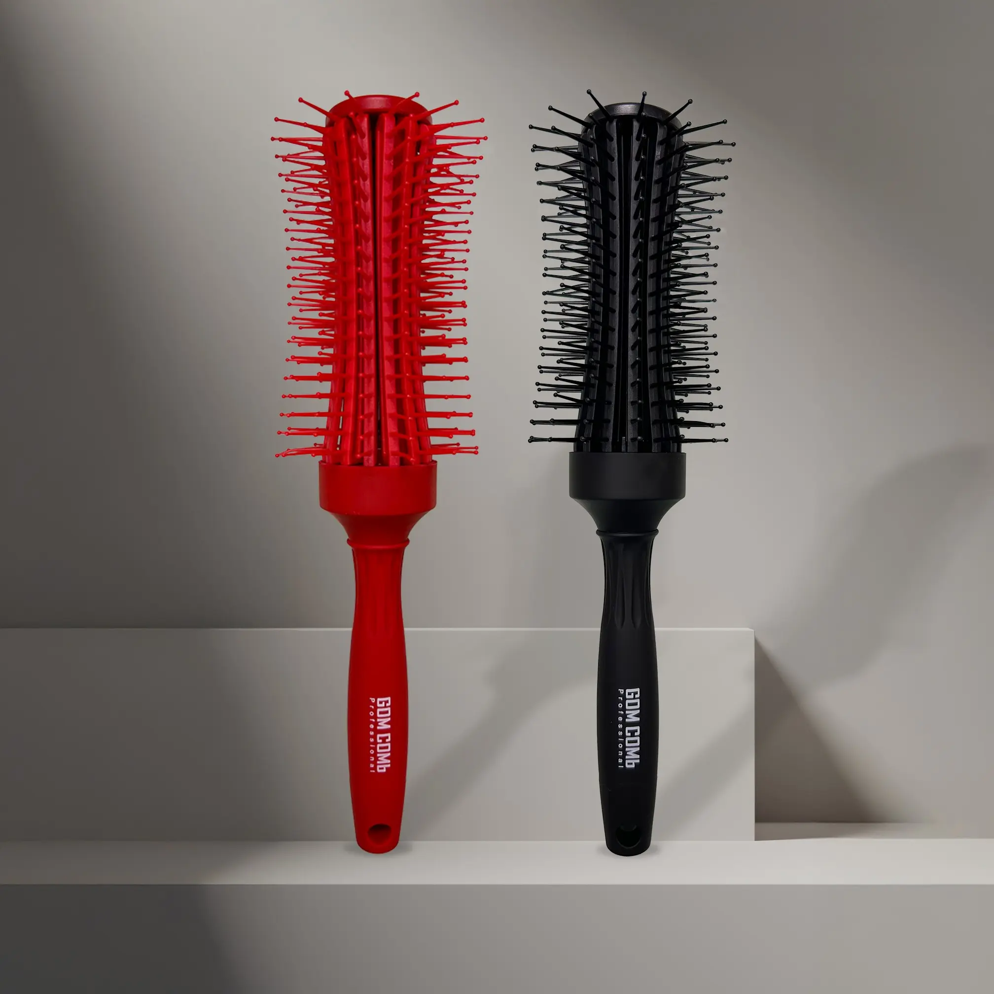 H2PRO GOMCOMb Gaff Radial Hair Brush GBVR40F - Vented & Flexible Bristle Design for Fast Professional Styling - Snag-Free Detangling for All Hair Types - Ergonomic Handle & Heat Resistant