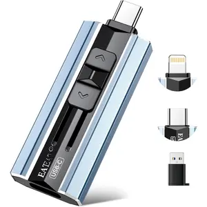 512GB Dual Interface Flash Drive, No App Required, Portable USB Storage Memory Stick for , iPad, Android, PC &  - Easily Stores Photos, Videos & Files (Mist Blue)