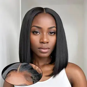 【Clearance Sale】Wiggins Hair Ready And Go Glueless Wig Straight 4x7 Bob Wig Human Hair Glueless Wigs Ready To Wear Beginners Glueless Wig