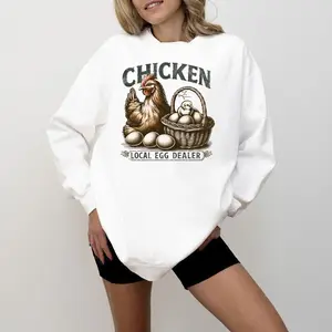 Vintage Chicken Local Egg Dealer Sweatshirt Unisex Farm Bird Country Cotton Pullover