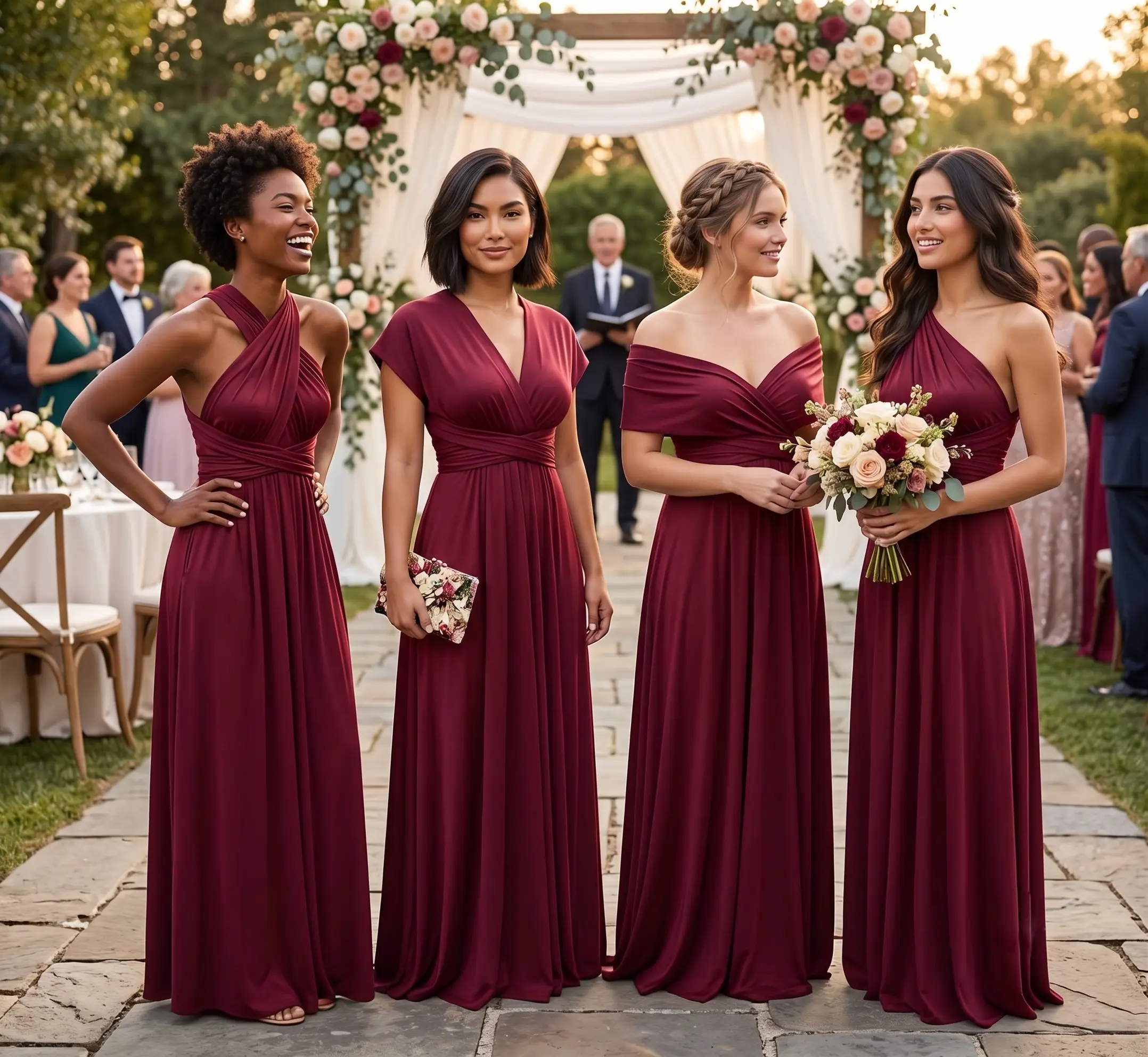 Women's Minimalist Multiway Convertible Strap Maxi Dress - Sleeveless Bridal Bridesmaid Dress, Pregnancy-Friendly, Formal Evening Gown with Versatile Fabric (Fits All Body Types)