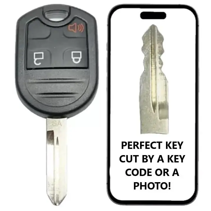 Key Cut Service + 3 Button Remote Keyless Entry Replacement for Ford Edge, Escape, Explorer, F-150, Flex, Five Hundred, Focus, Fusion, Mustang, Ranger, Taurus 2005-2011 FCC ID: CWTWB1U793