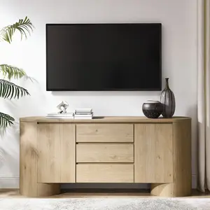 Duval 71" Rounded Sideboard Storage Cabinet in Hickory Frost