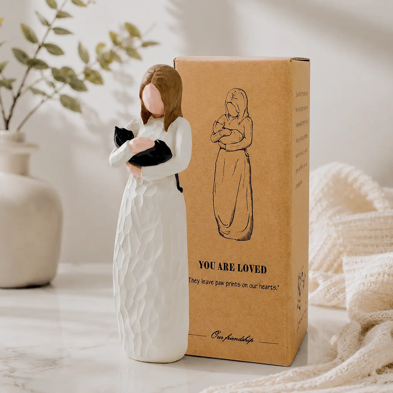 Cat Memorial Gift s,Black Cat Figurines Loss of CatSympathy Gift for Cat Mom,Collectible Hand-Painted CatAngel Figurine Statue,Gifts for Women Cat Lovers,Hand-Painted Resin,Bedroom Decor,Gifts for Coworkers Decoration Figure