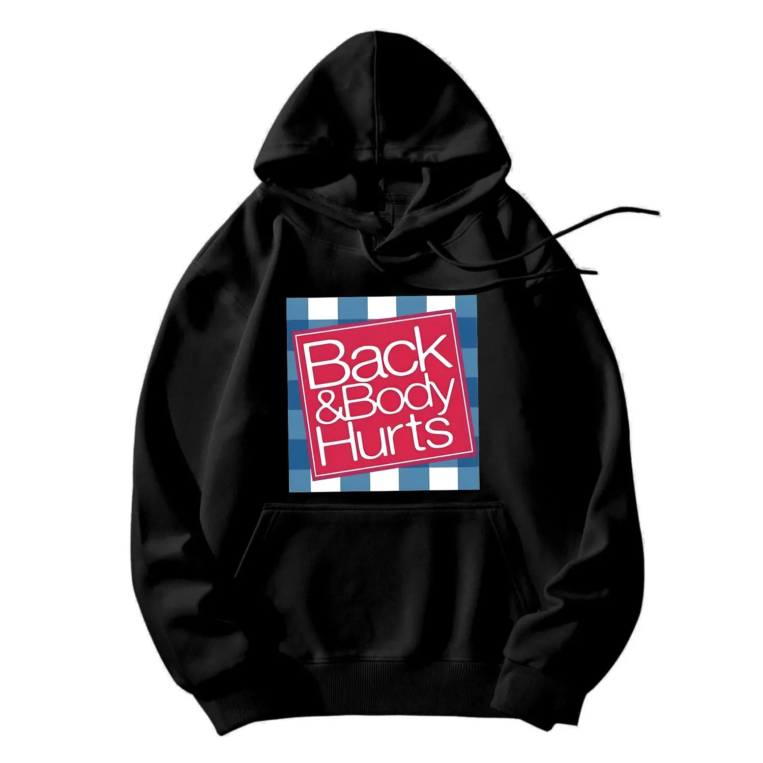 Women's Oversized Fleece Long-Sleeve Casual Relaxed-Fit Graphic Hoodie - Biker & Joggers-Matching Top with Funny "Back and Body Hurts" Print, Summer Streetwear Sweatshirt