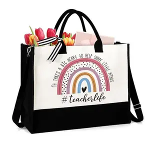 Teacher Appreciation Tote Bag for Women – Back to School Gift, Thank You Teacher Gift from Student, Canvas Teacher Tote Bag