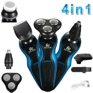 4-in-1 Men's Electric Shaver — Rotary Shaving, Beard Trimming, and Cordless Rechargeable Hair Clippers; Supports Wet & Dry Use — A Comprehensive Personal Care Kit for Men and Women