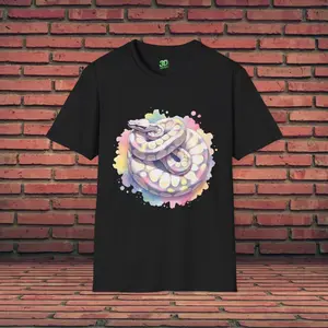 Ball Python Snake Shirt | Pastel Watercolor Snake Art | Graphic Tee | Reptile T-Shirt | Handmade Gift For Snake Lover