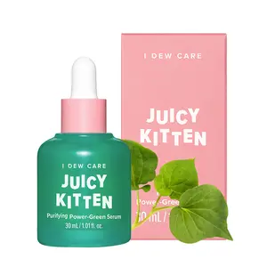 I DEW CARE Korean Face Serum l Juicy Kitten | With Kale, Heartleaf, Moringa Seed, Willow Bark Extract, All Skin Types, Concentrated Face Serum for Dry Skin, Moisturizing, Korean Skincare, Hydrating, Glass Skin, Glowing, Soothing