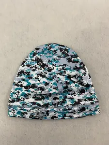 Y2K American Street Camouflage Beanie, High Street Style, Geometric Print, Digital Printed Hat, Unisex Cold Hat, All Seasons, Fitted Stretch Beanie