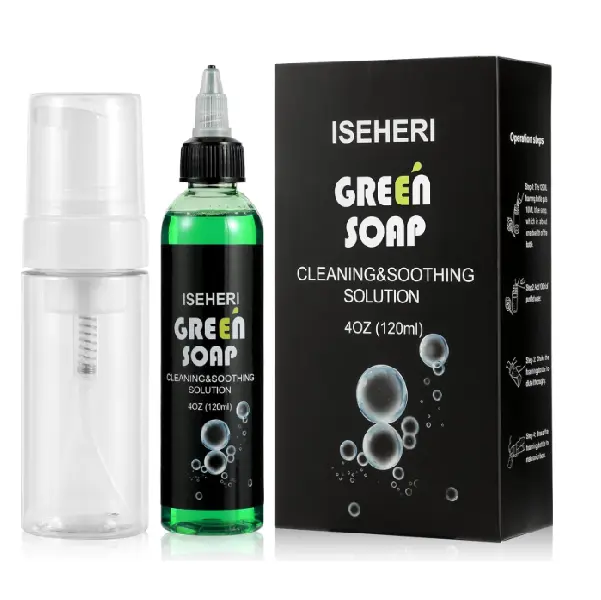 Ultra Concentrated Green Tattoo Soap 4OZ with Foaming Bottle 120ml, Tattoo Soap Tattoo Supplies for Tattoos Piercings, Clean Skin Equipment