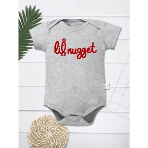 Baby "Little Baby" Printed Romper, Comfortable Short-Sleeve Romper, Baby Boy Clothing, For Outdoor Use