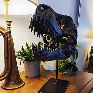 T-Rex Skull Decor - Weatherproof Resin T-Rex Skeleton Replica Statue (Handmade Realistic Bone Texture), Prehistoric Decor for Indoor/Outdoor, Dinosaur Home Decor, Resin Sculptures, Christmas Gift for Dino Enthusiasts
