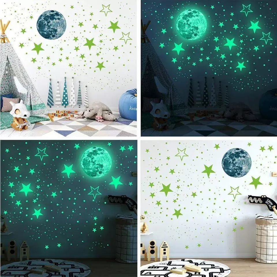 100 Pcs Stars Glow In The Dark star Stickers Wall Decal Kids Bedroom Decor Decorative