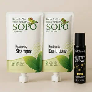 SOPO Spa-Quality Shampoo & Conditioner Set with TRESemmé Pro Gold Glitter Spray, Vitamins-Infused Viral Haircare Bundle for All Hair Types, Plastic Shimmer Styling Product